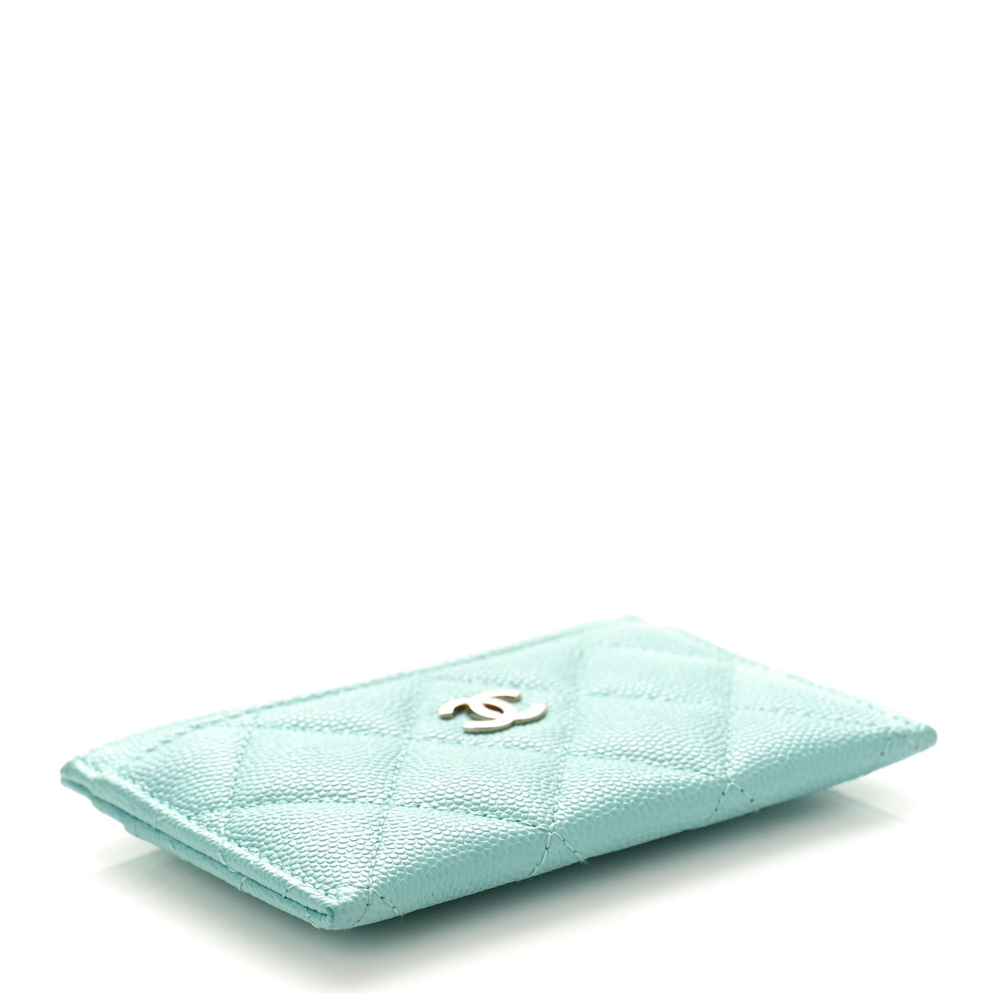 Caviar Quilted Card Holder Light Blue