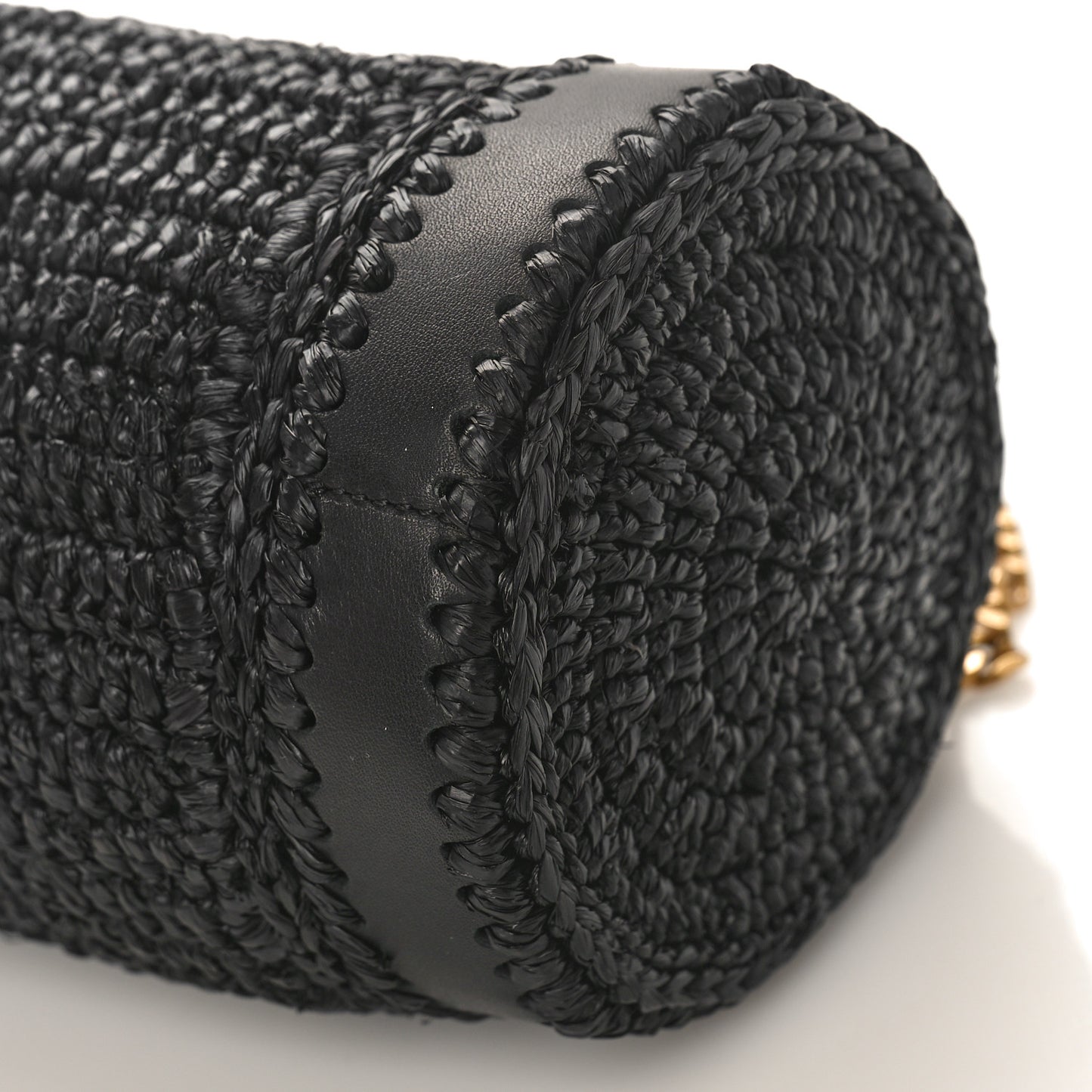 Raffia Monogram Small Cassandre Cylinder Bag Black