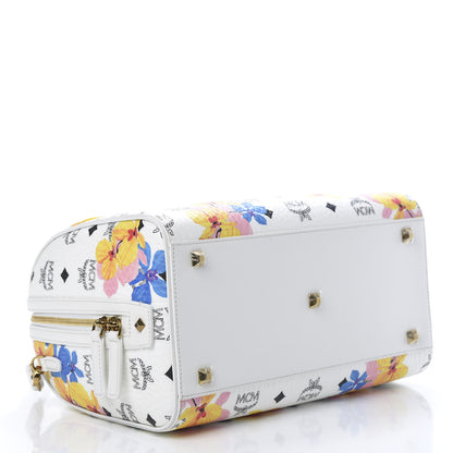 MCM Visetos Floral Print Boston Bag White 4 of 10