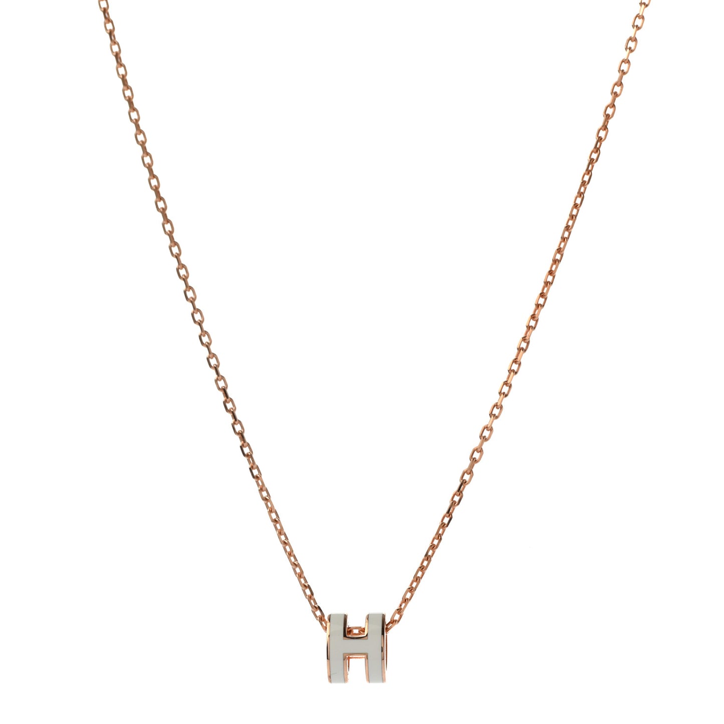 Lacquered Gold Mini Pop H Pendant Necklace White