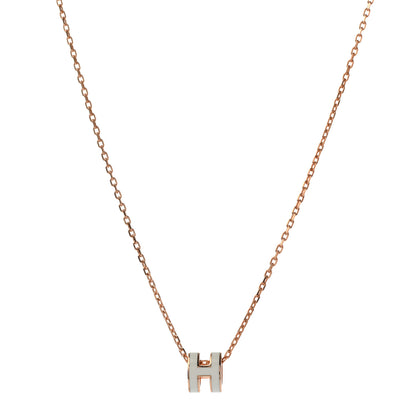 Hermes Lacquered Gold Mini Pop H Pendant Necklace White 1 of 5
