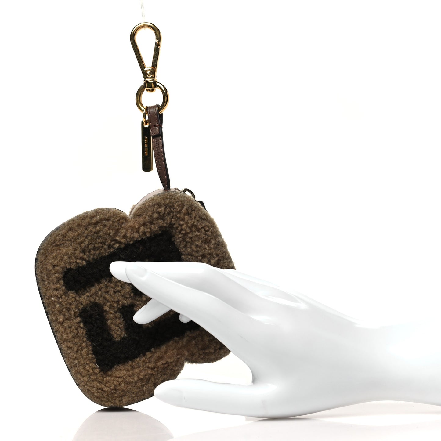 Shearling Vitello Dolce Macro FF 1974 Dice Bag Charm Multicolor Brown