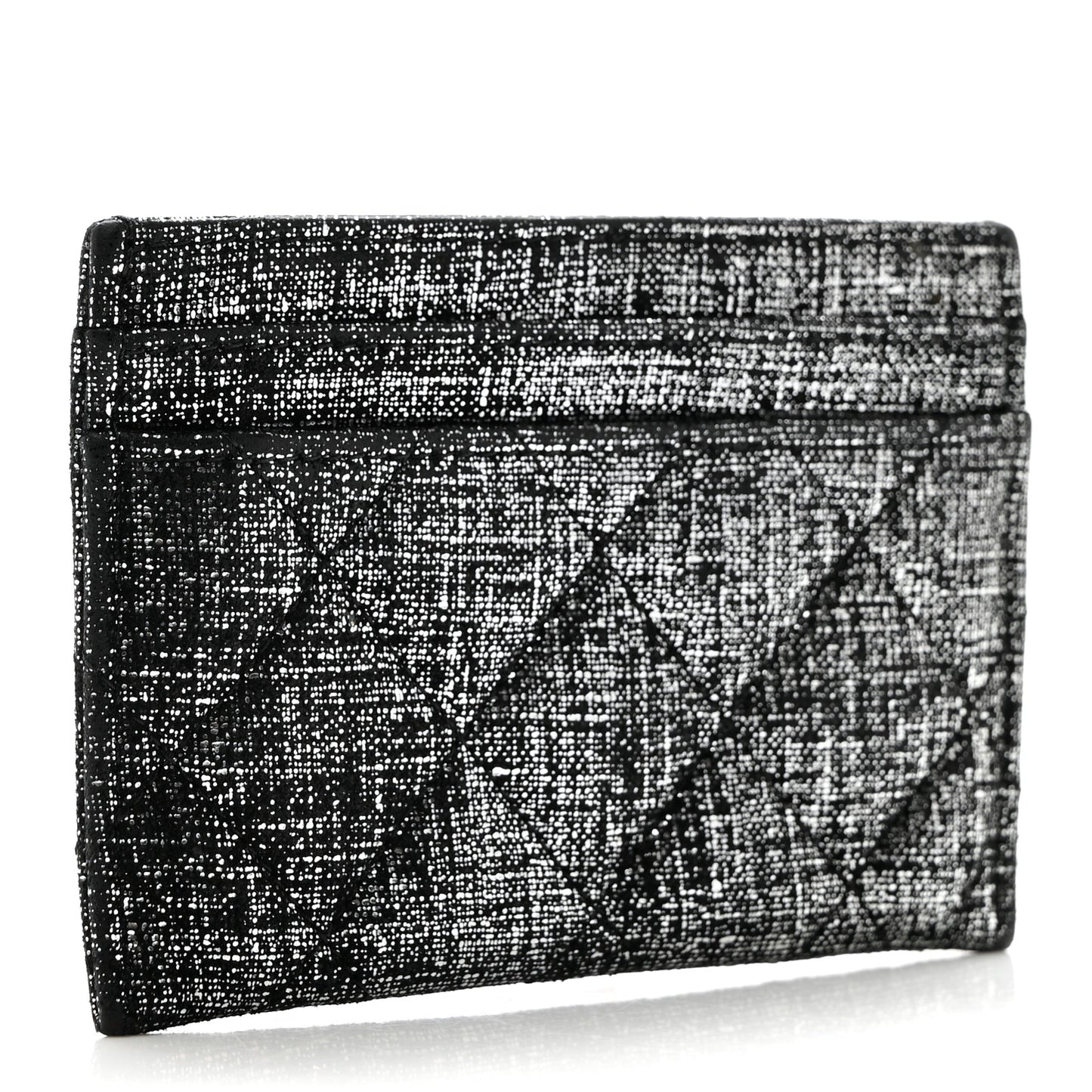 Metallic Fabric Quilted CC Card Holder Silver