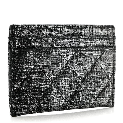 Chanel Metallic Fabric Quilted CC Card Holder Silver 2 of 7