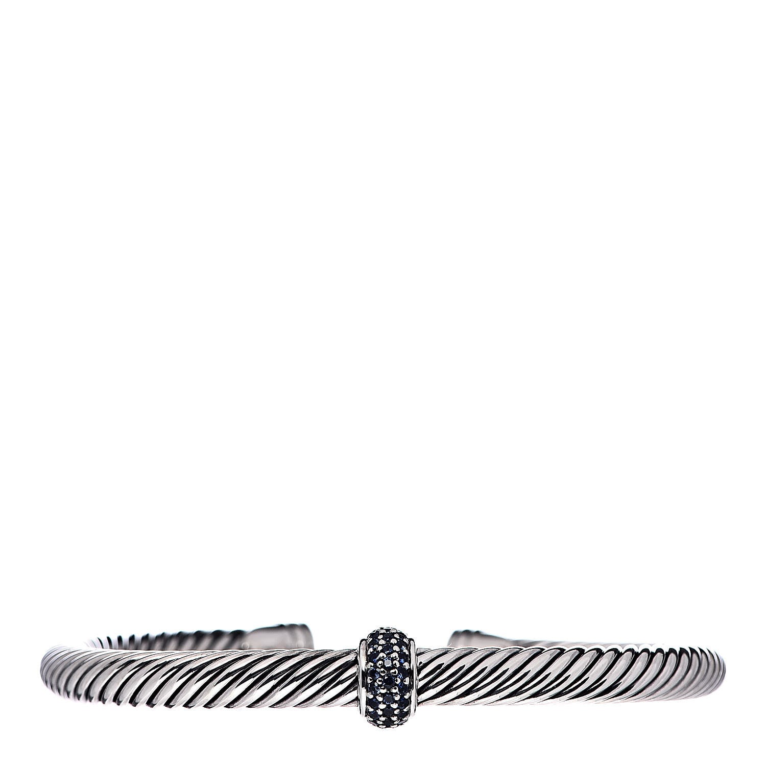 David Yurman Sterling Silver Blue Sapphire 5mm Cable Classics Single Station Bracelet 1 of 4