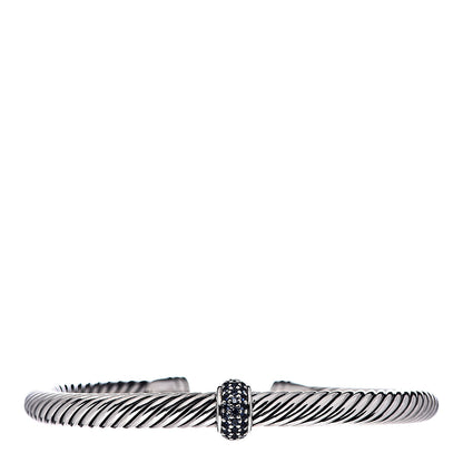 David Yurman Sterling Silver Blue Sapphire 5mm Cable Classics Single Station Bracelet 1 of 4
