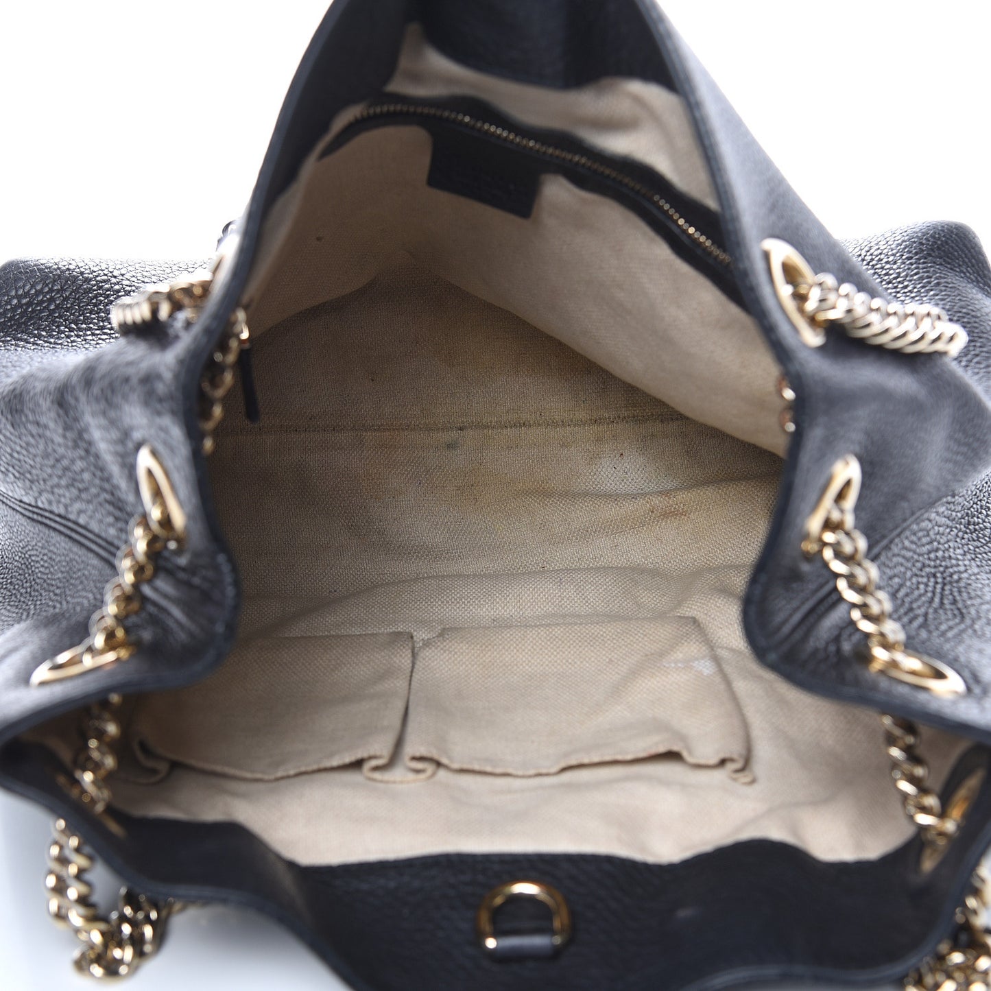 Pebbled Calfskin Medium Soho Chain Shoulder Bag Black
