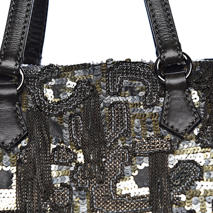 Valentino Garavani Nappa Sequin Chain Glam Tote Dark Grey 11 of 11