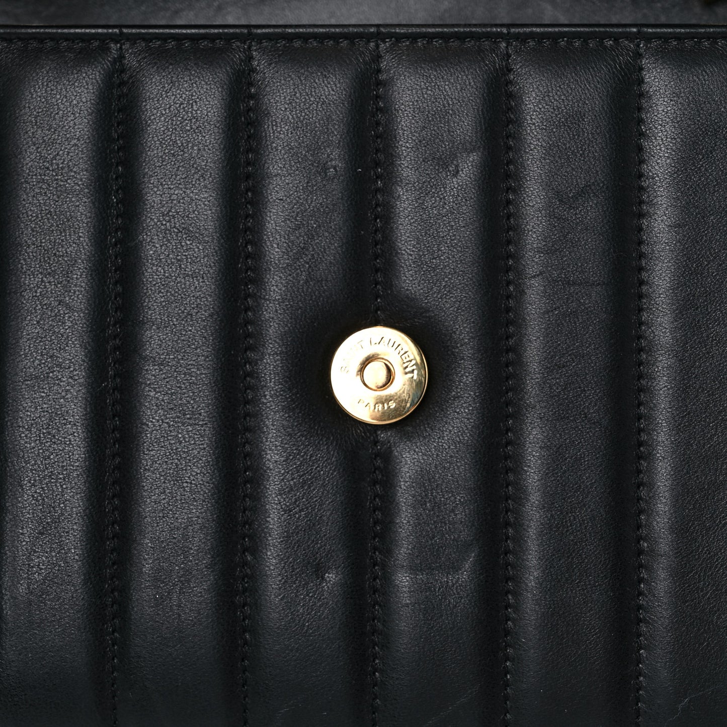 Lambskin Matelasse Monogram Vicky Chain Wallet Black
