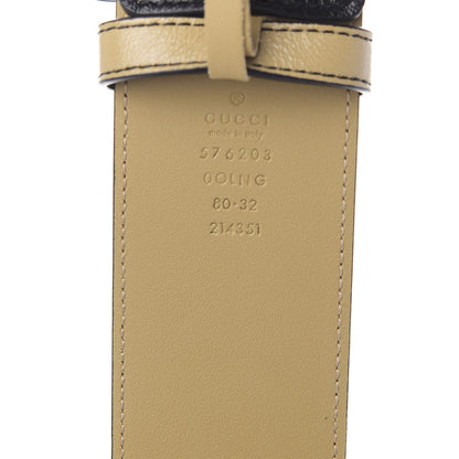 Gucci Calfskin Striped Textured Double G 50mm Belt 80 32 Black Beige 3 of 4