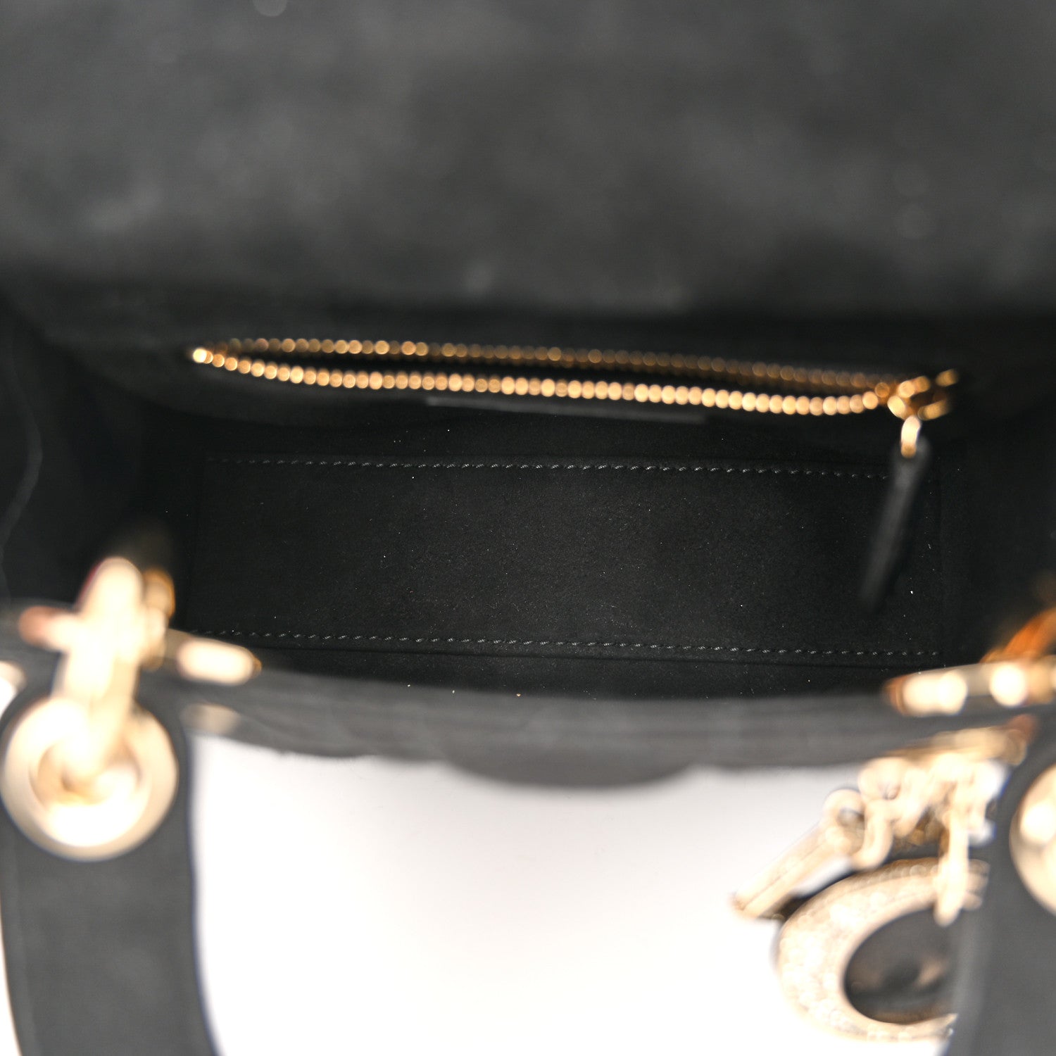 Christian Dior Satin Swarovski Crystal Cannage Mini Lady Dior Black 5 of 10