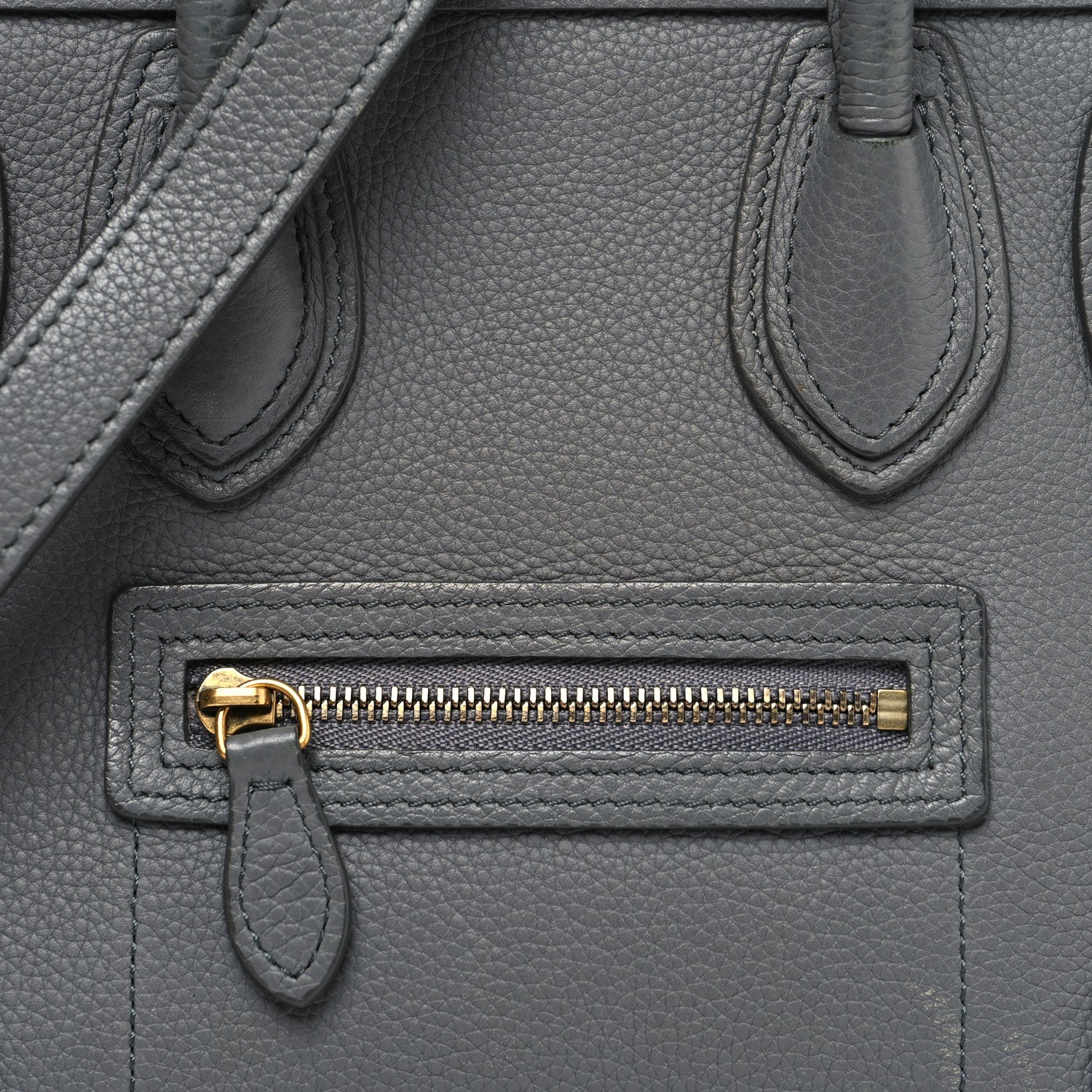 Celine Drummed Calfskin Nano Luggage Kohl 8 of 18