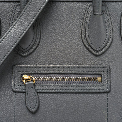 Celine Drummed Calfskin Nano Luggage Kohl 8 of 18