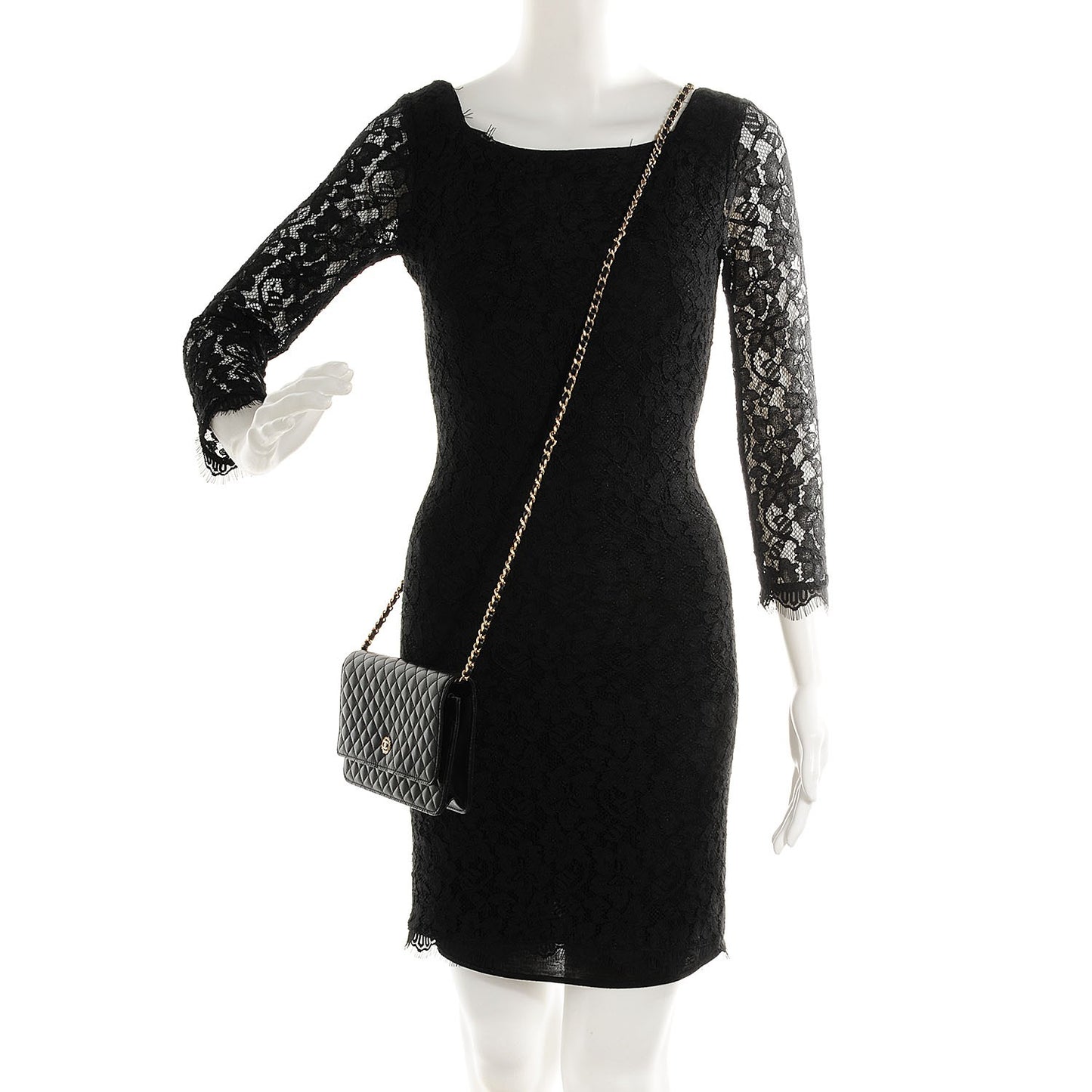 Lambskin Micro Quilted Wallet On Chain WOC Black