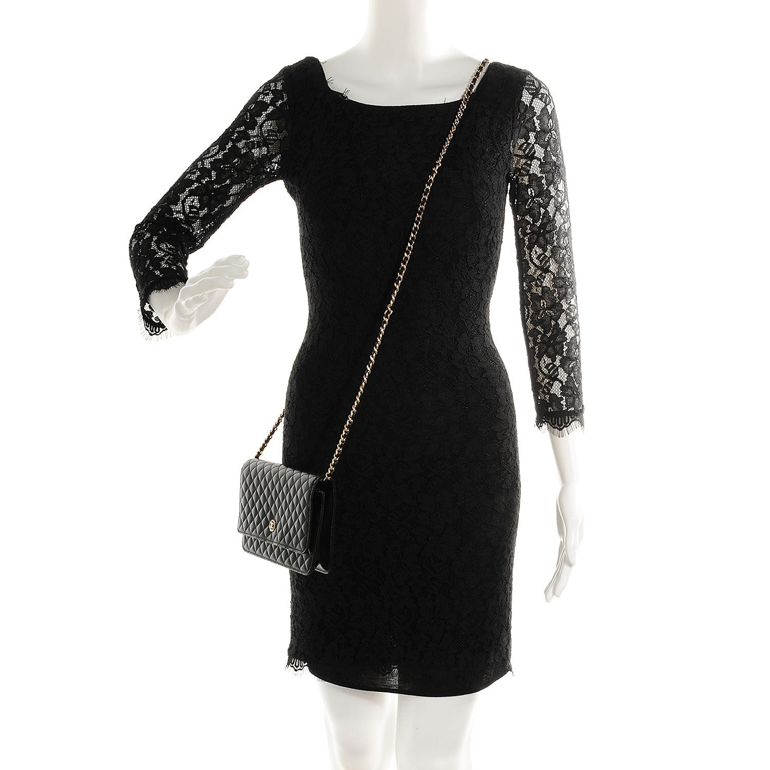 Chanel Lambskin Micro Quilted Wallet On Chain WOC Black 2 of 9