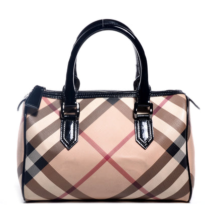 Burberry Nova Check Patent Small Chester Bowling Bag Black 1 of 14