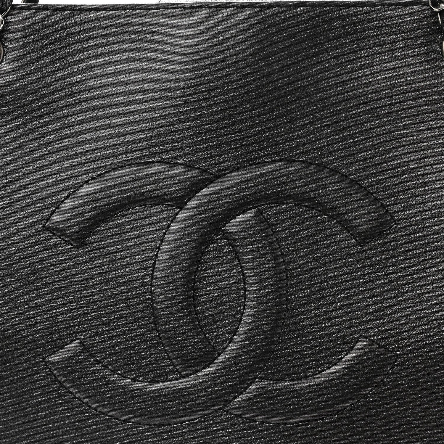 Chanel Iridescent Calfskin CC Large North South Shopping Tote Black 8 of 10