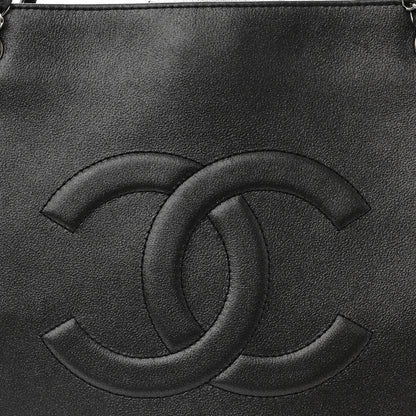 Chanel Iridescent Calfskin CC Large North South Shopping Tote Black 8 of 10