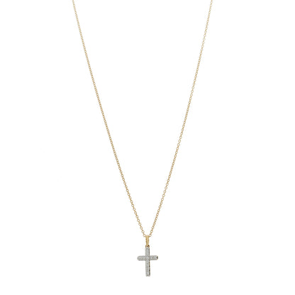 David Yurman 18K Yellow Gold Diamond Cable Collectibles Cross Pendant Necklace 1 of 6