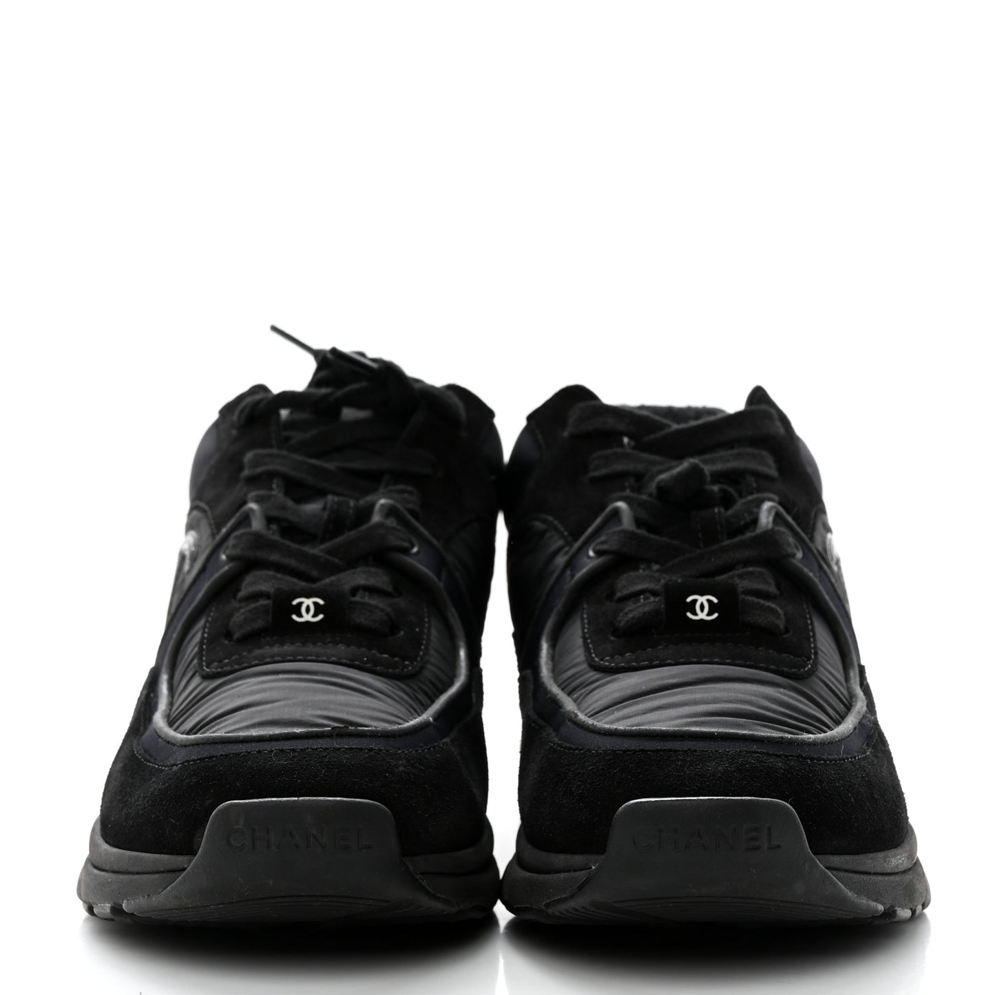 Fabric Calfskin Suede CC Sneakers 38 Black