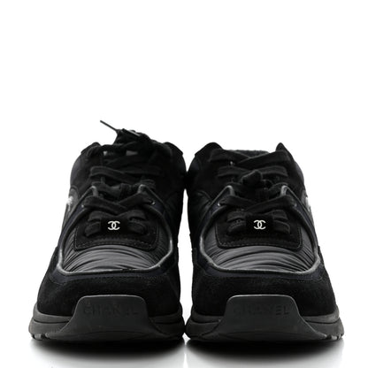 Chanel Fabric Calfskin Suede CC Sneakers 38 Black 2 of 8