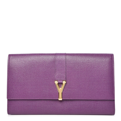 Saint Laurent Textured Calfskin Classic Y Document Case Clutch Purple 1 of 9
