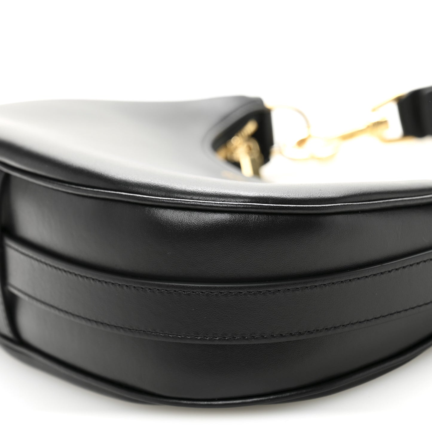 Smooth Calfskin Medium Strap Ava Shoulder Bag Black