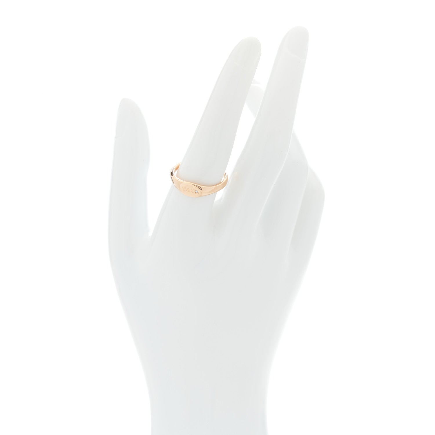 Tiffany 18K Rose Gold Diamond Micro Oval Signet Ring 57 8 2 of 5