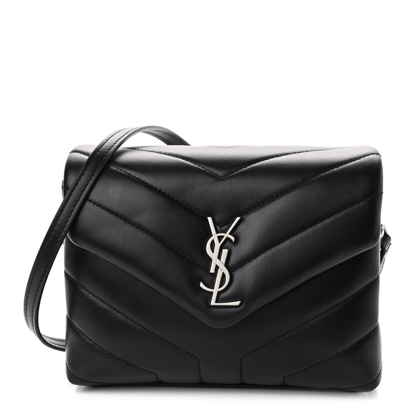 Calfskin Y Quilted Monogram Toy Loulou Crossbody Bag Black