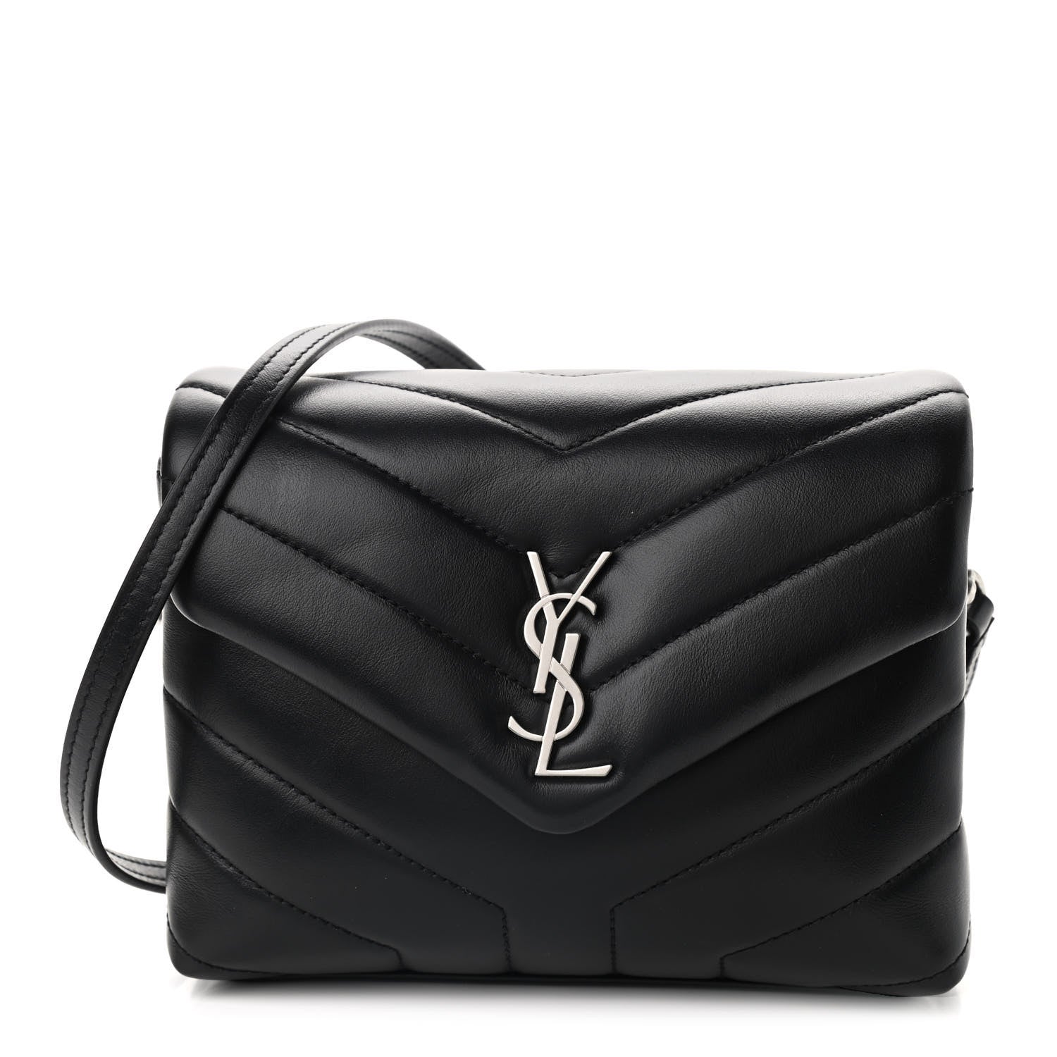 Saint Laurent Calfskin Y Quilted Monogram Toy Loulou Crossbody Bag Black 1 of 9