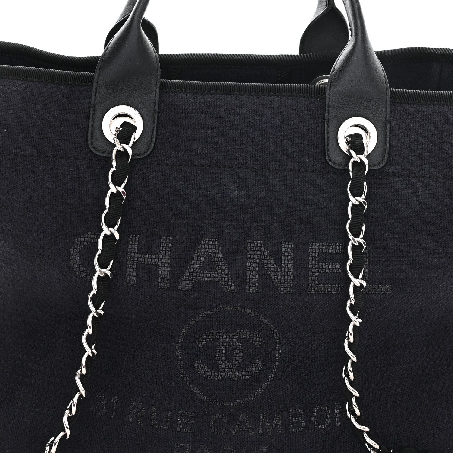 Chanel Mixed Fibers Medium Deauville Tote Navy Blue 9 of 12