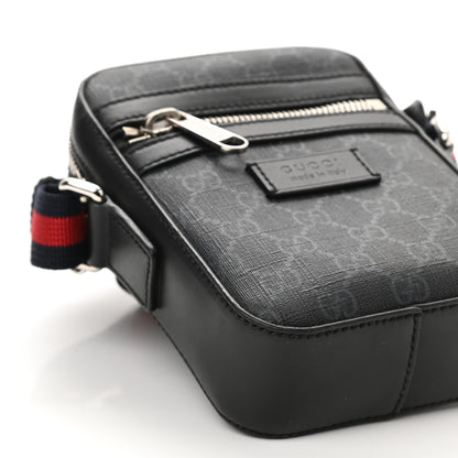 Gucci GG Supreme Monogram Appia Calfskin Web Small Camera Messenger Bag Black Grey 9 of 10