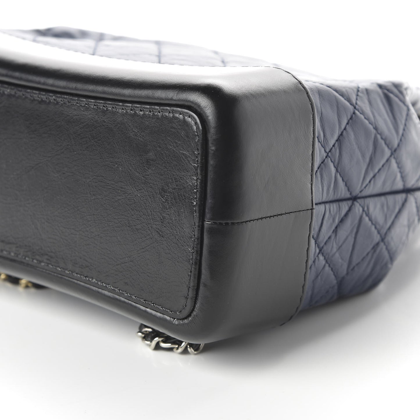 Aged Calfskin Quilted Gabrielle Backpack Navy Black