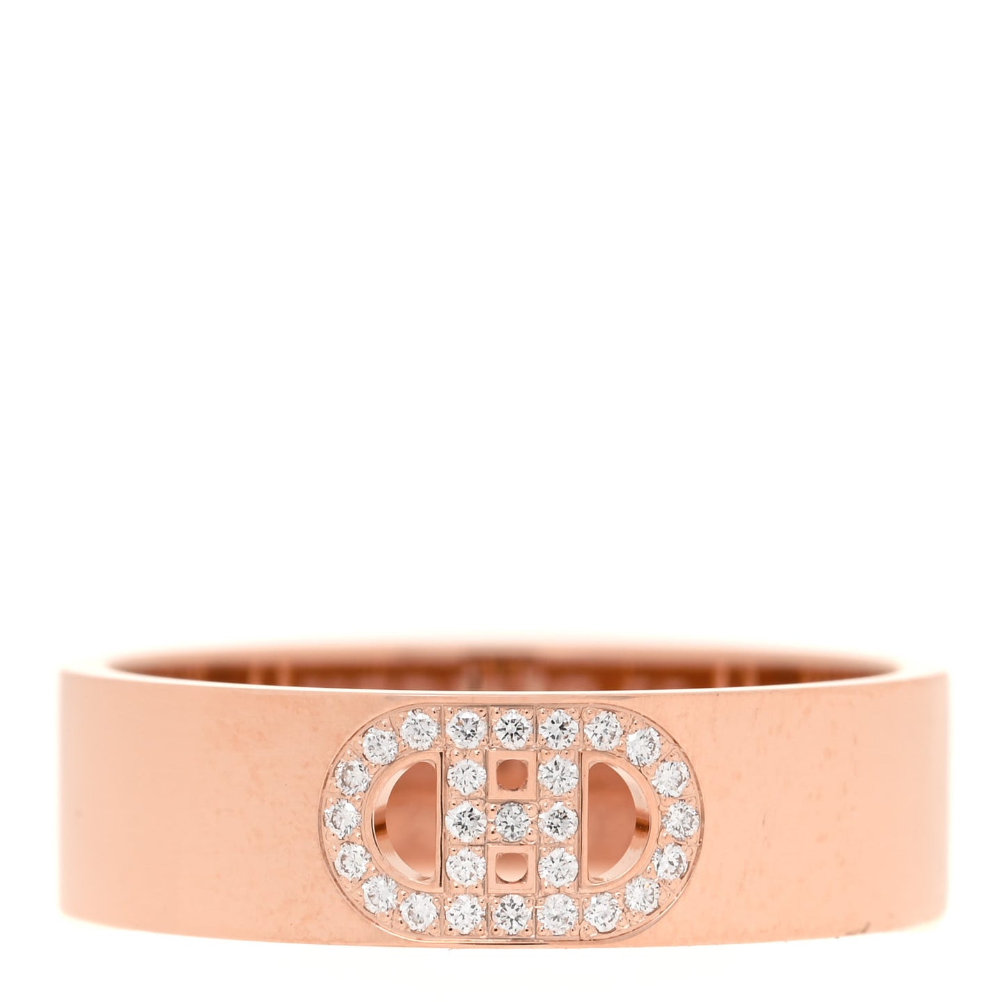 18K Rose Gold Diamond PM H D'Ancre Ring 55 7.25
