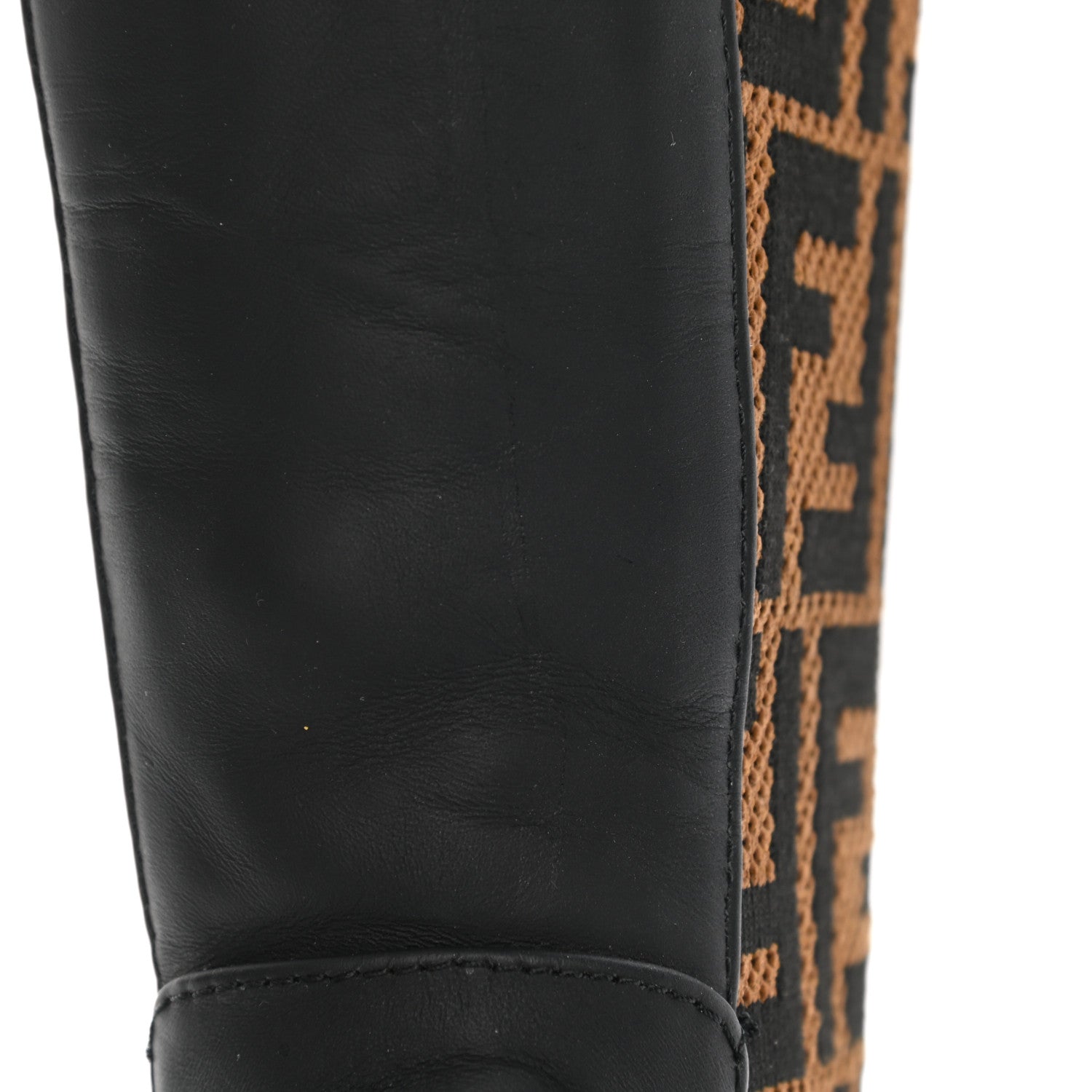 Fendi Nappa Microfiber Fabric FF Rockoko Thigh High Boots 38 Black Tobacco 7 of 10
