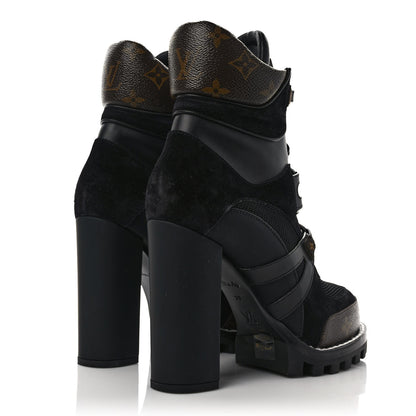 Louis Vuitton Suede Calfskin Monogram Star Trail Ankle Boots 39 Black 4 of 7