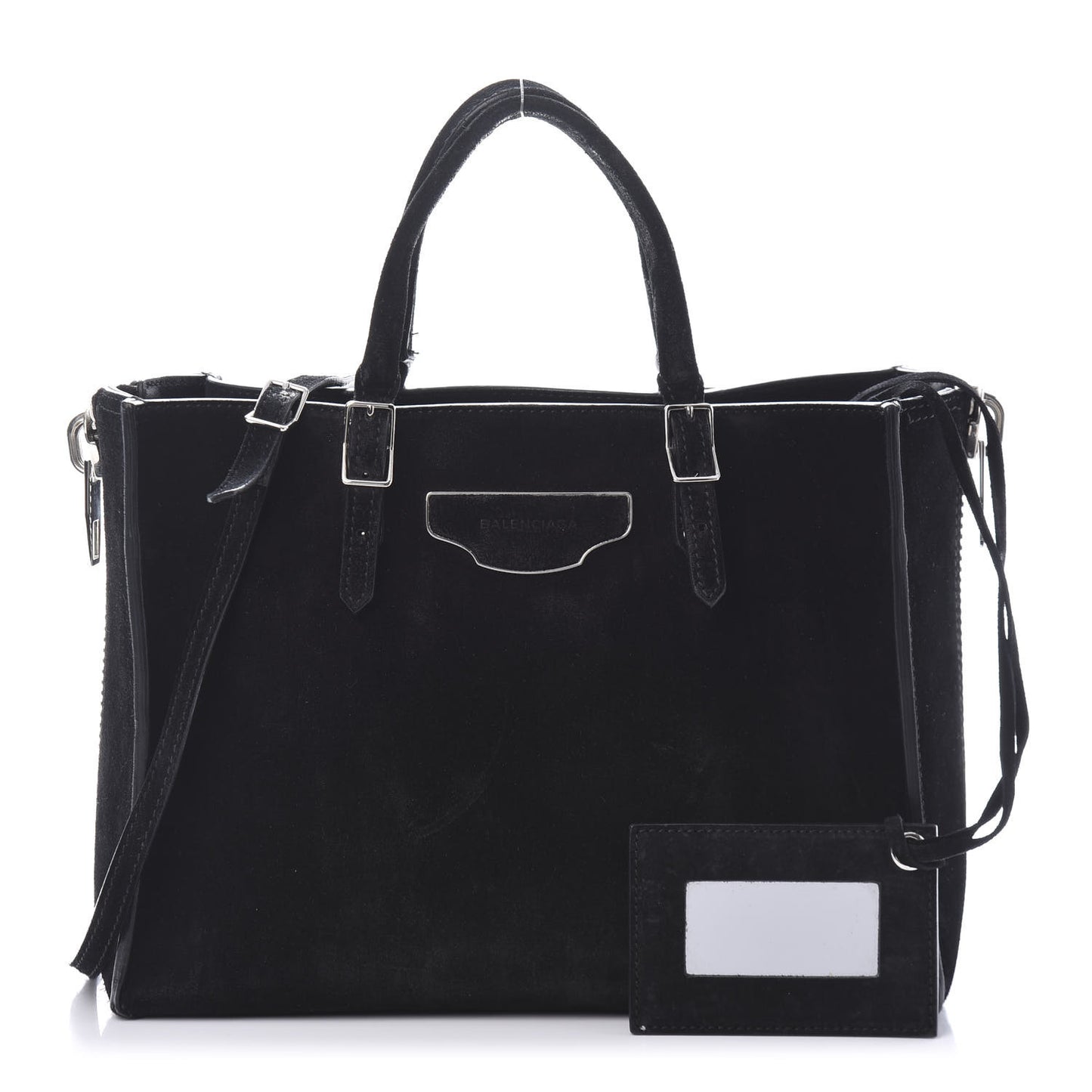 Baby Daim Suede Plate Hardware Papier A6 Zip Around Tote Black
