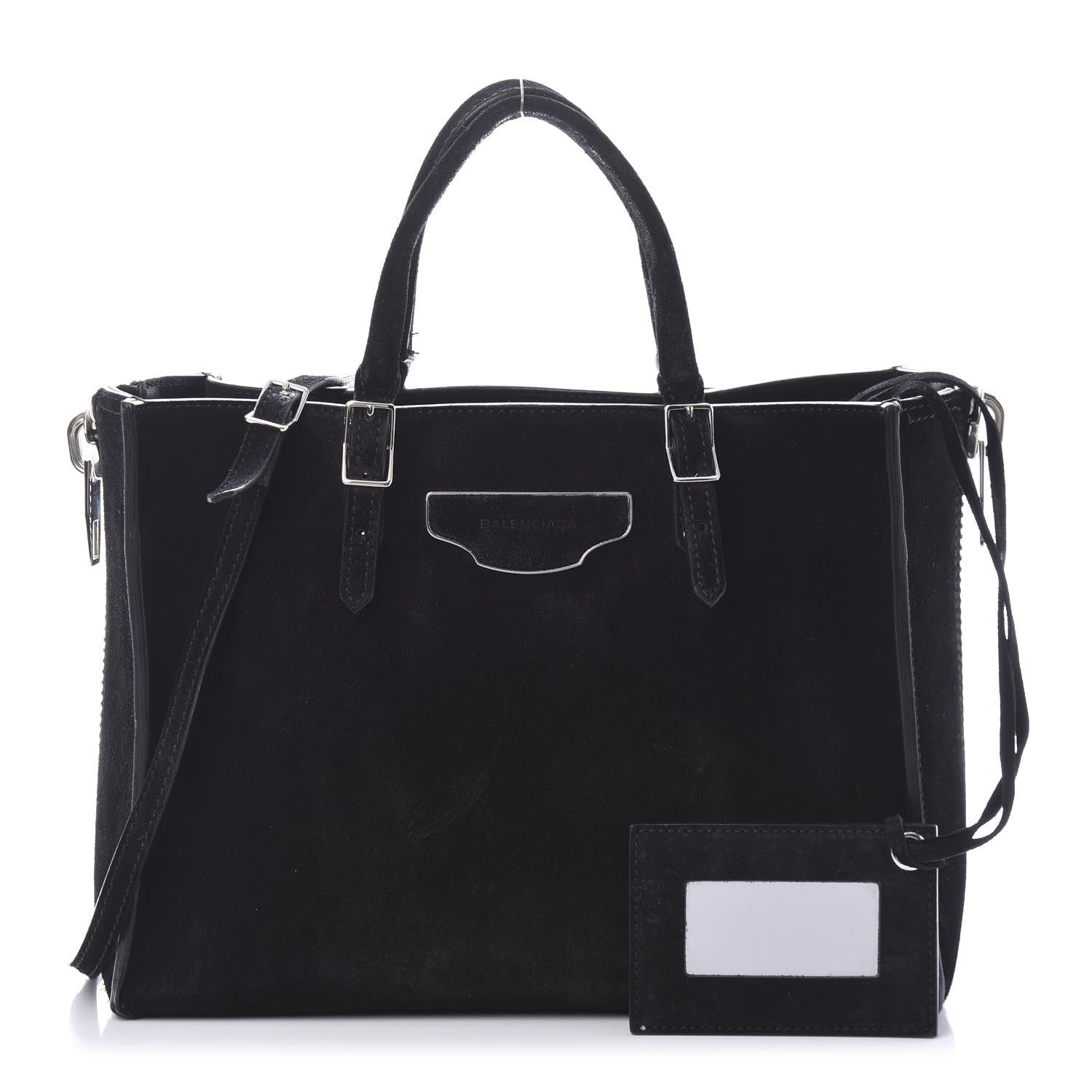 Balenciaga Baby Daim Suede Plate Hardware Papier A6 Zip Around Tote Black 1 of 11