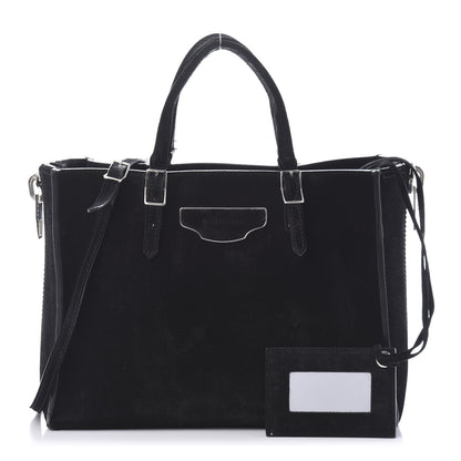 Balenciaga Baby Daim Suede Plate Hardware Papier A6 Zip Around Tote Black 1 of 11