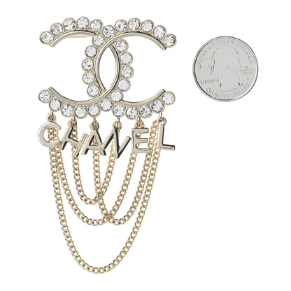 Chanel Metal Crystal Bow-tiful CC Chain Brooch Gold 3 of 4