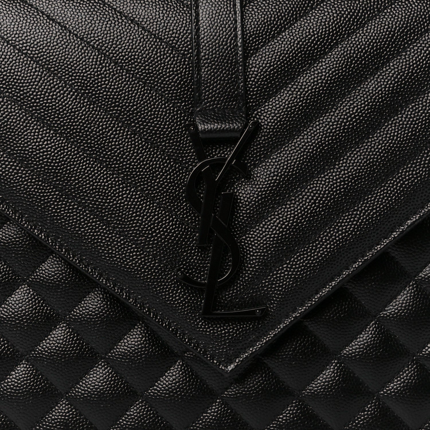 Saint Laurent Grain De Poudre Textured Mixed Matelasse Large Triquilt Monogram Monochrome Satchel Black 9 of 12