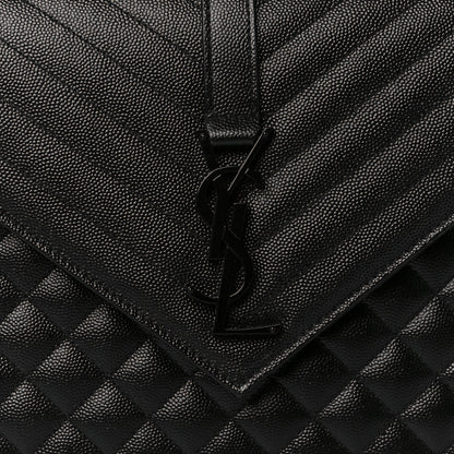 Saint Laurent Grain De Poudre Textured Mixed Matelasse Large Triquilt Monogram Monochrome Satchel Black 9 of 12