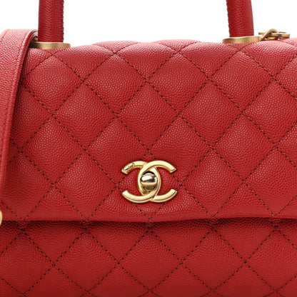 Chanel Caviar Quilted Mini Coco Handle Flap Red 8 of 10