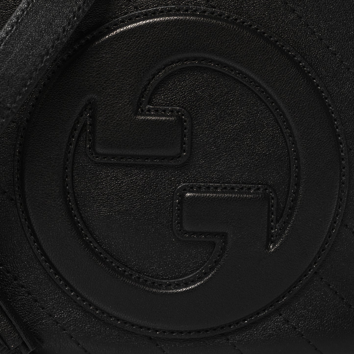 Sakai Be Green Calfskin Diagonal Stitched Small Blondie Shoulder Bag Black