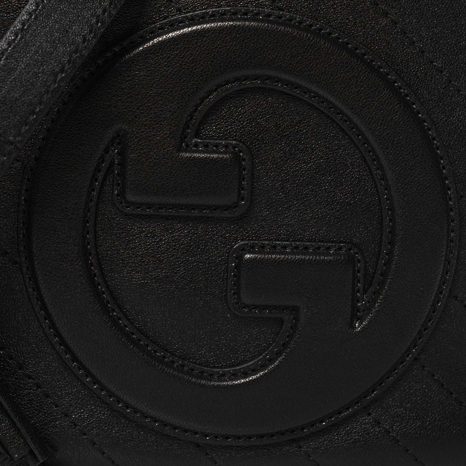 Gucci Sakai Be Green Calfskin Diagonal Stitched Small Blondie Shoulder Bag Black 8 of 10