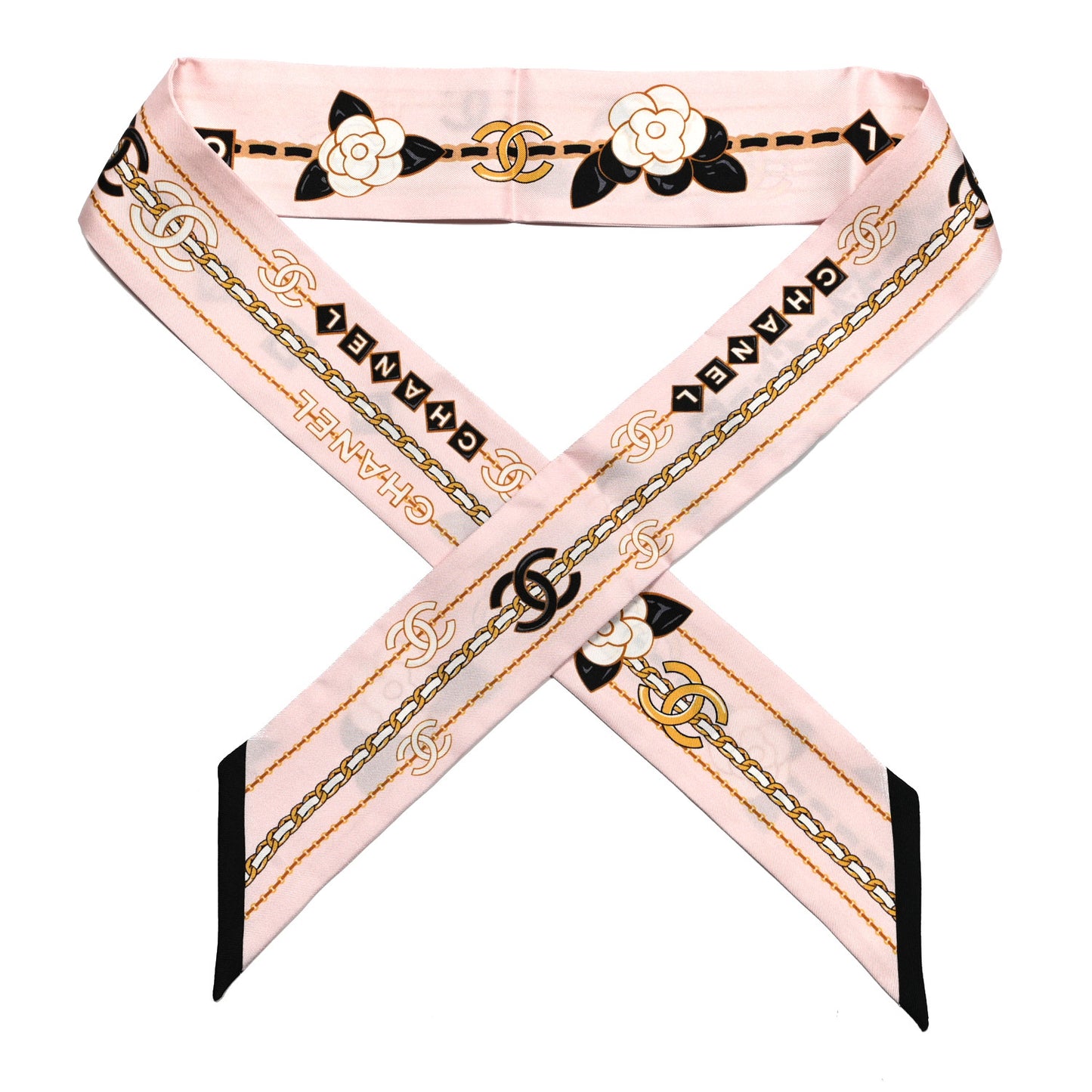 Silk CC Charms Slim Bandeau Scarf Pink