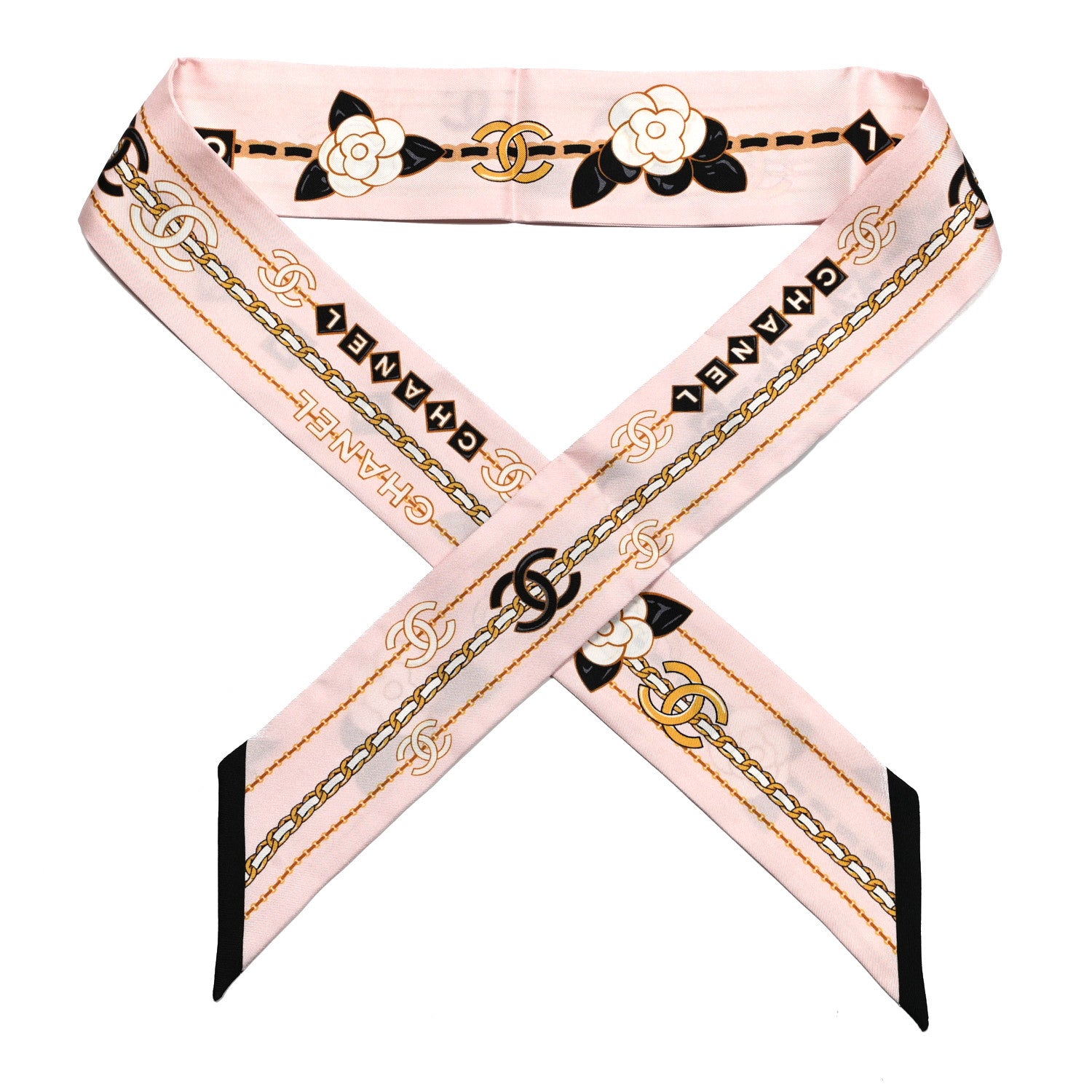 Chanel Silk CC Charms Slim Bandeau Scarf Pink 1 of 3