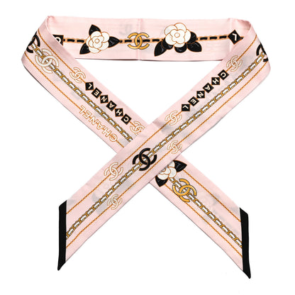 Chanel Silk CC Charms Slim Bandeau Scarf Pink 1 of 3