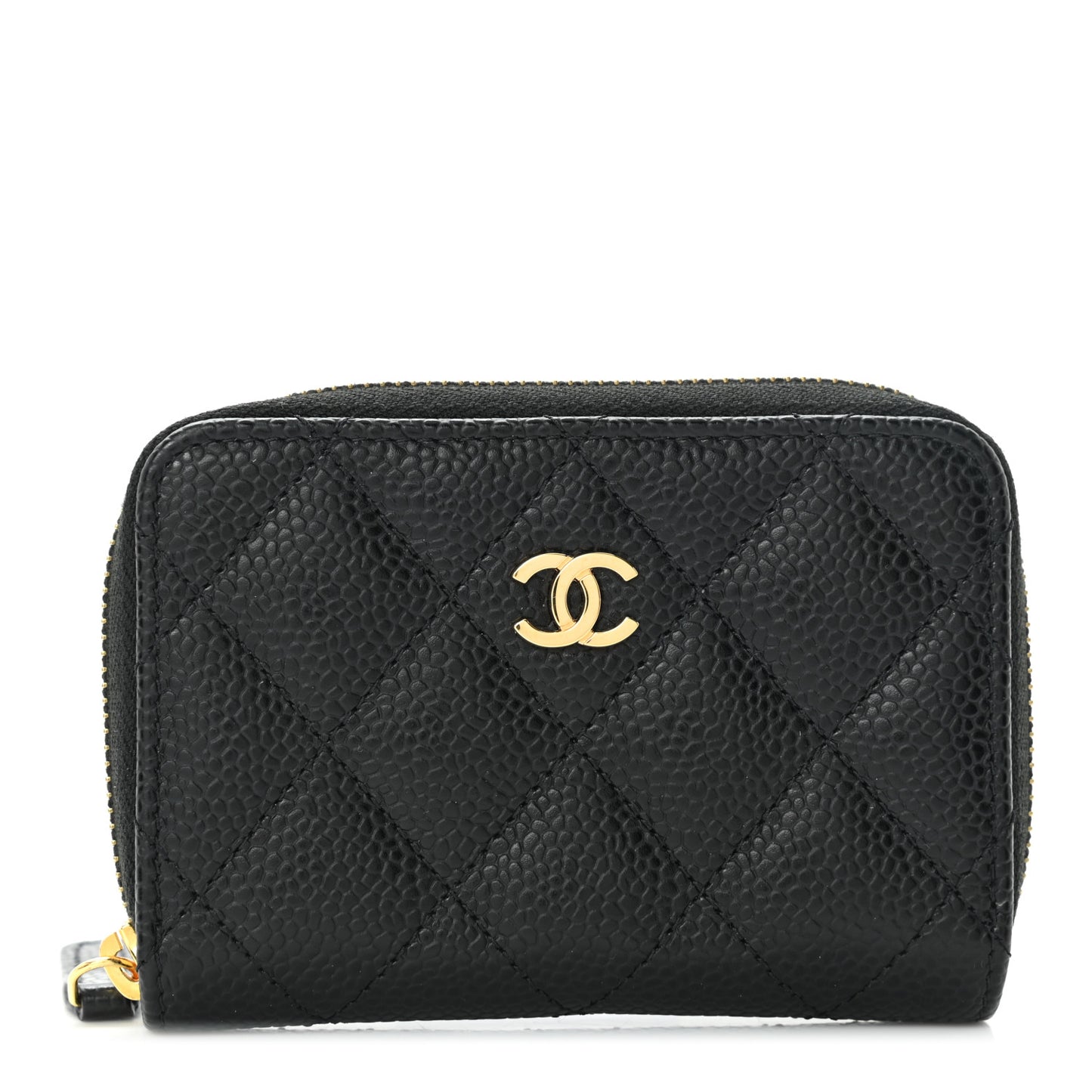 Caviar Quilted Zip Coin Purse Black