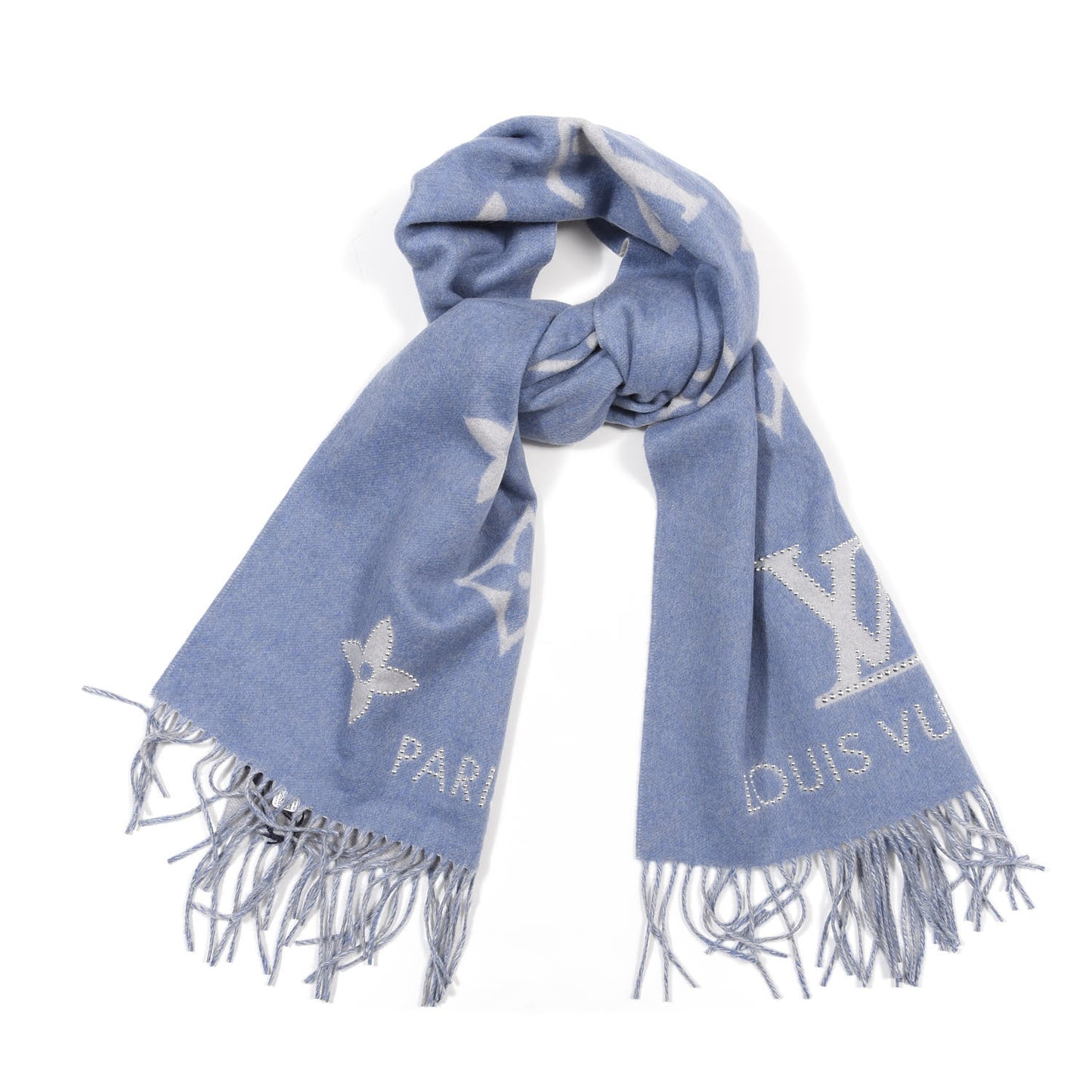Cashmere Monogram Studdy Reykjavik Scarf Denim